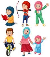 A set of muslim people vector