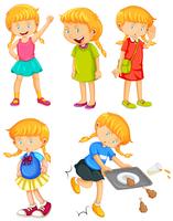 Happy girl in different positions vector