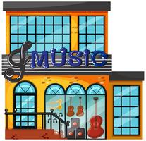 Una tienda de música sobre fondo blanco. vector