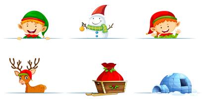 Snowman and elf for christmas vector