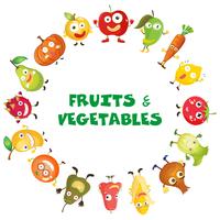 Fresh fruits and vegetables vector