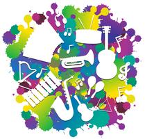 Background with silhouette musical instruments vector