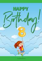 Happy birthday card for eight year old vector