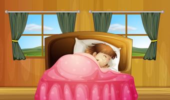 Girl on bed vector