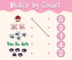 Match by count with different types of insects vector
