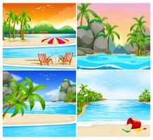 Four scene of beach and island vector