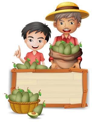 Farmer holding avocado on banner