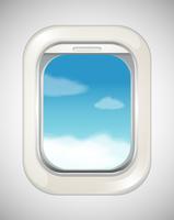 Sky scene from airplane window vector