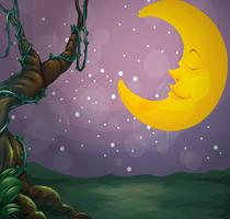 A giant tree and a sleeping moon vector