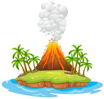 Volcano island vector