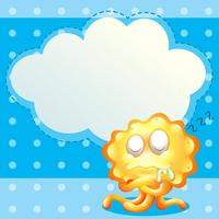 A sleeping orange monster in front of the empty cloud template vector