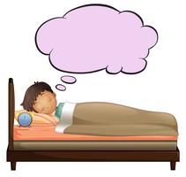 Un niño con un pensamiento vacío mientras duerme. vector
