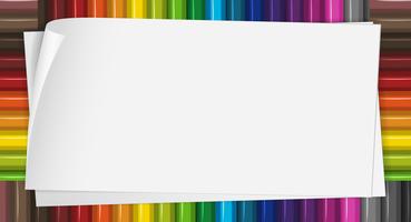 Paper template with color pencils in background vector