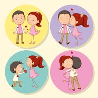 Love couple on round badge vector