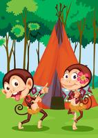 monkeys camping vector