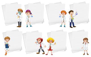 Line paper templates with people in white gowns vector