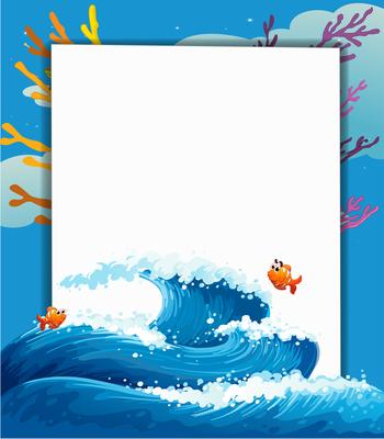 An empty template at the sea with fishes