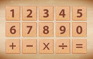 Wooden number font symbol vector