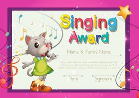 Singing award template with kitten singer vector