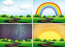 Beautiful Landscape in Different Weather vector