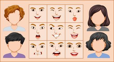 Male and female facial expression vector