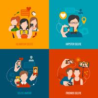 Selfie Flat Set vector