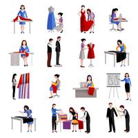 Dressmaker Icons Set vector