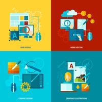 Graphic Design Icons Flat vector