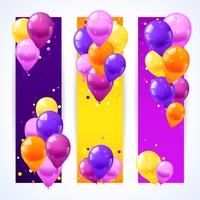 Banners de globos de colores verticales vector