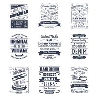 Tipografía denim logo emblemas conjunto vector