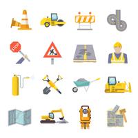 Road Worker Flat Icons Set