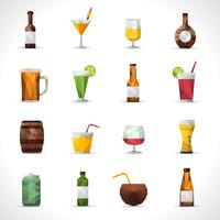 Alcohol Drinks Polygonal Icons vector