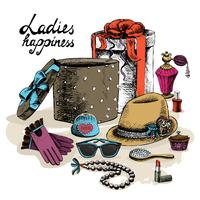 Women's accessories from open gift box vector