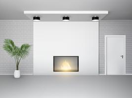 Fireplace interior with palm vector