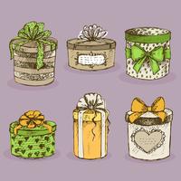 Collection of gift present boxes with bows vector