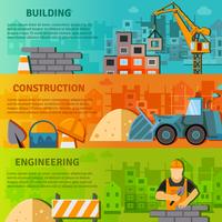 Construction Banner Flat Set vector