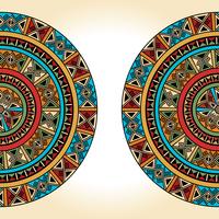 Ethnic traditional colorful bright half round pattern on beige background vector