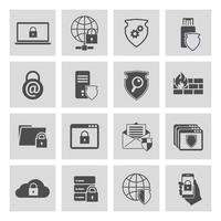 Conjunto de iconos de seguridad de tecnología de información vector