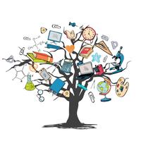 Icono de educación doodle árbol vector