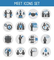 Flat business people meeting icons set vector