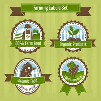 Farming harvesting and agriculture badges or labels set