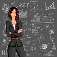 Business woman doodle background vector