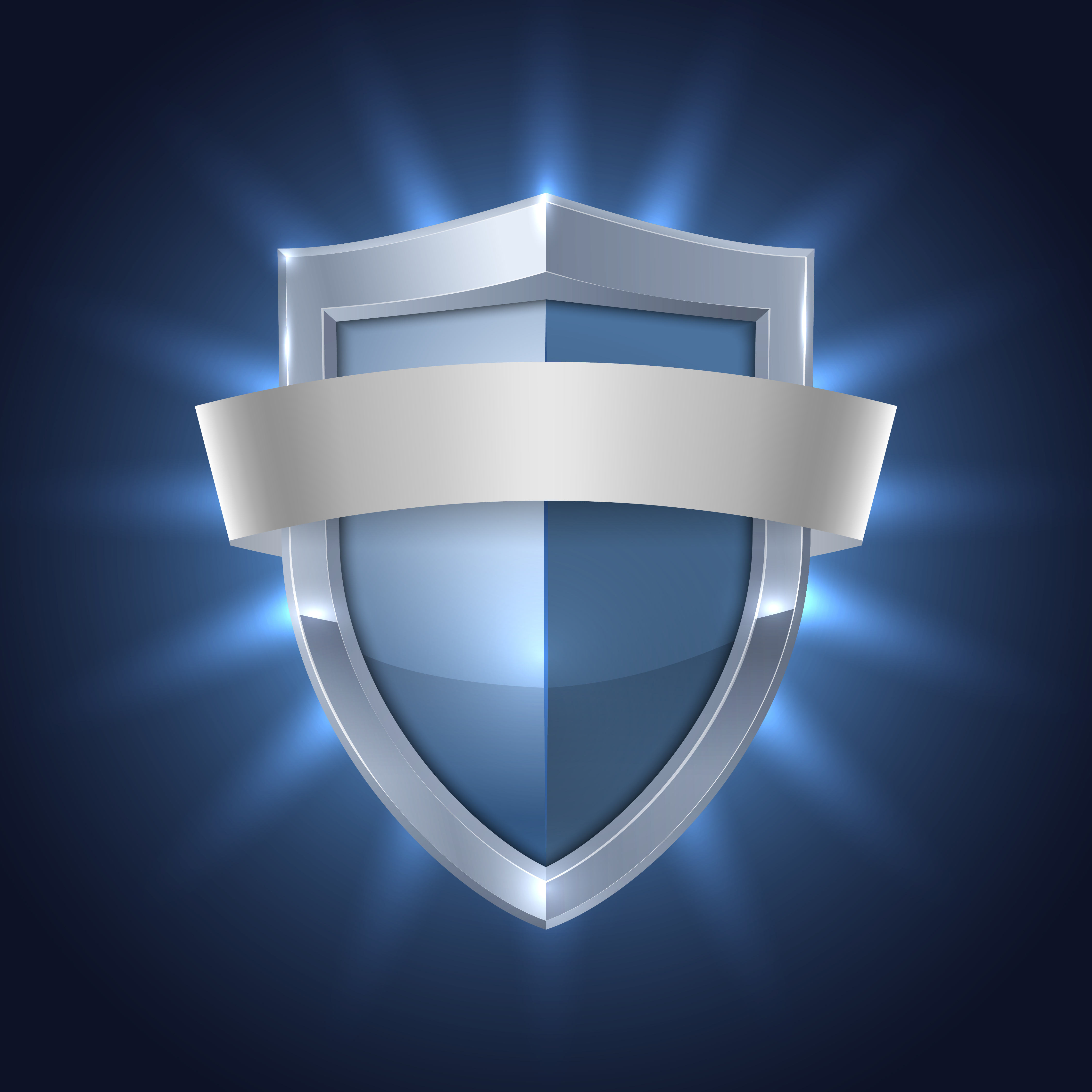 Glowing Shield With Blank Ribbon Safety Badge Download Free