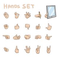 Hands gestures flat icons set vector