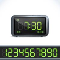 Digital alarm clock numbers vector