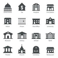 Iconos de edificios gubernamentales vector