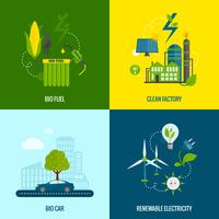 Eco energy flat icons composition vector