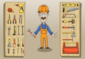 Construction worker character pack vector