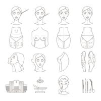 Plastic surgery sketch icons set  vector