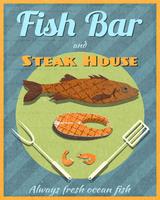 Fish bar retro poster vector